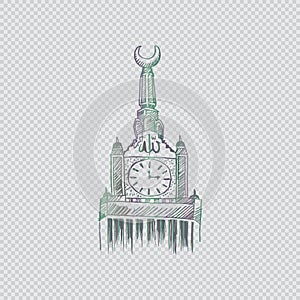 Sketchy of Clock Tower at Mecca