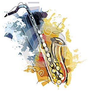 Sketchy colorful Saxophone