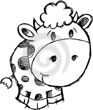 Sketchy Cow Vector Illustration