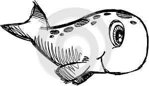 Sketchy Cute Whale Vector