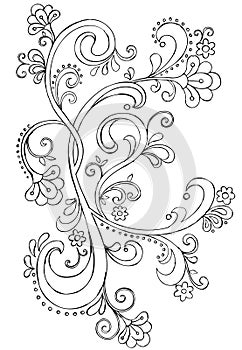 Sketchy Doodle Ornate Scroll Vector