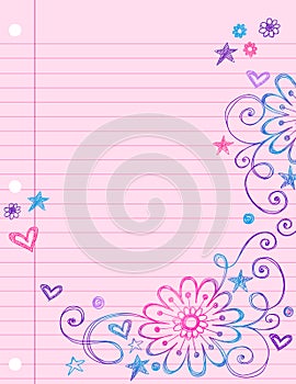 Sketchy Doodles on Notebook Paper Vector