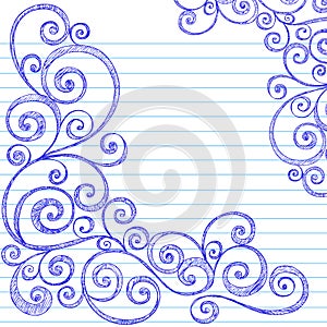 Sketchy Doodles Swirls on Notebook Paper Vector