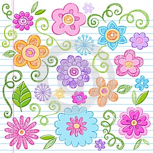 Sketchy Flowers Notebook Doodles Vector Set