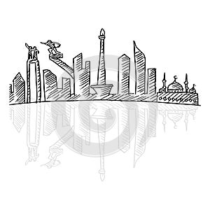 Sketchy of Jakarta City skyline