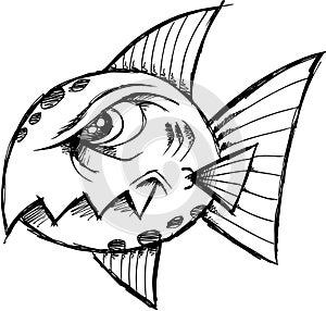 Sketchy Mean fish Vector