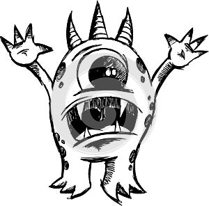 Sketchy Monster Devil Vector