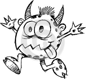 Sketchy Monster Devil Vector