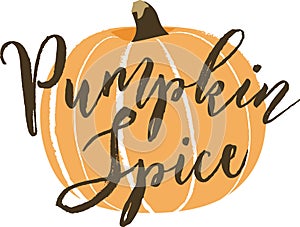 Sketchy Pumpkin Illustration with Brush Lettering