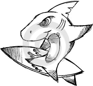 Sketchy Surfer shark Vector