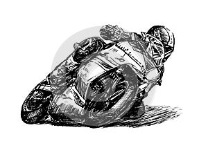 Sketck of motorcycle racing hand draw photo