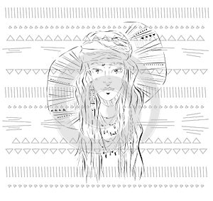 Sketh summer boho girl photo