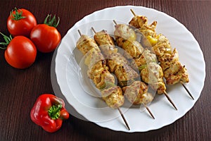 Skewers with chicken