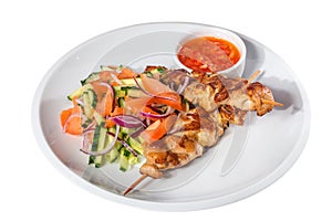 Skewers with vegetables and sauce