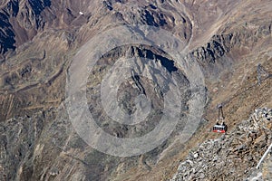 Ski area in Kurzras Maso Corto - view from above with cable car.