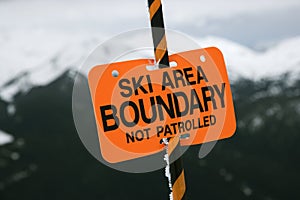 Ski area trail boundary sign.