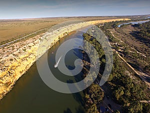 Ski Boat on Big Bend on Murray River near Nildottie