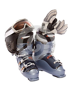 Ski boot's helmet glove and mask goggles