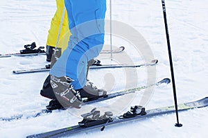 Ski boots and skis