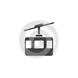 Ski cable car in flat style. Funicular vector illustration on isolated background. Gondola sign business concept