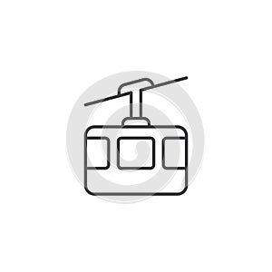 Ski cable car in flat style. Funicular vector illustration on isolated background. Gondola sign business concept