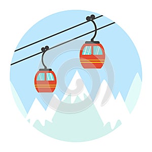 Ski cable lift icon for ski and winter sports.