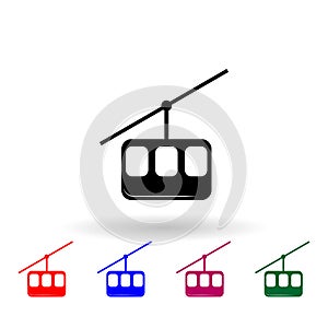 Ski cable lift multi color icon. Simple glyph, flat vector of winter icons for ui and ux, website or mobile application