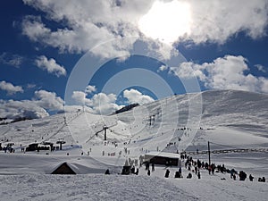 Ski center snow winter in anilio metsovo greece