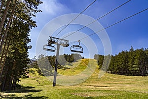 Ski chairlift at Tornik on Zlatibor mountain in Serbia