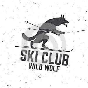 Ski club concept with wolf.