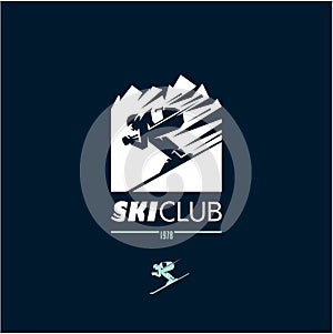 Ski club logo, skier, skiing, mountains, winter sport