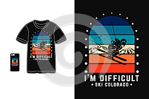 Ski Colorado t shirt design silhouette retro style