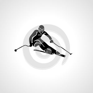 Giant Slalom Ski Racer silhouette. Vector illustration photo