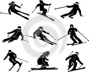 Ski Driver Winter Sport Vector Silhouette