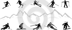 Ski Driver Winter Sport Vector Silhouette