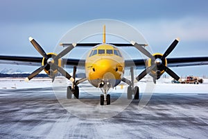ski-equipped airplane on airstrip in tundra