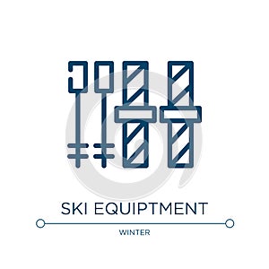 Ski equiptment icon. Linear vector illustration from winter collection. Outline ski equiptment icon vector. Thin line symbol for