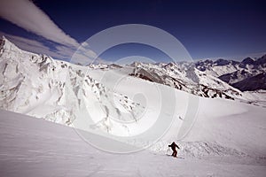 Ski freeride in high mountains photo
