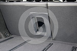 Ski hatch on the rear seat backs in the car