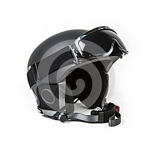 Ski helmet on white background