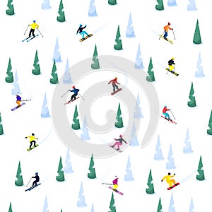 Ski Hill Seamless Pattern