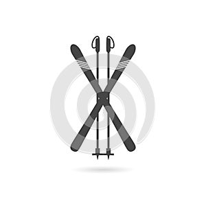 Ski icon with shadow