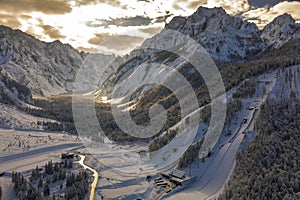 Ski Jump Planica at winter in Slovenia