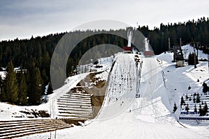 Ski jump tower at mountain