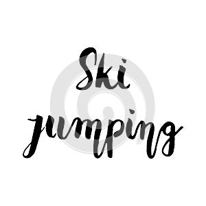 Ski jumping black lettering text