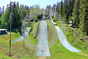 Ski jumping facility for young athletes and children in the summer, Lahti, Finland