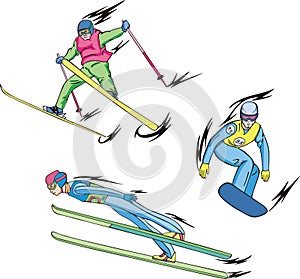 Ski jumping, Freestyle skiing and Snowboarding