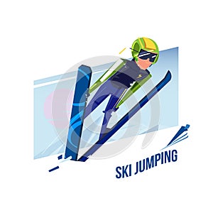 Ski jumping. Winter Athletic. typographic design. extreame sport