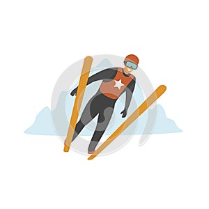 Ski jumping winter sport isolated cartoon vector illustration