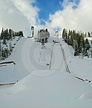 Ski jumps at Strbske pleso in High Tatras plus a recreation cente